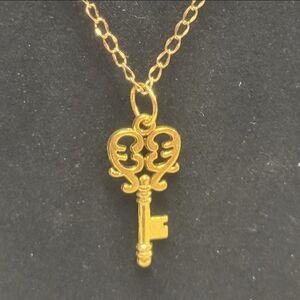 Gold Chain and Gold Vintage Key Charm Necklace